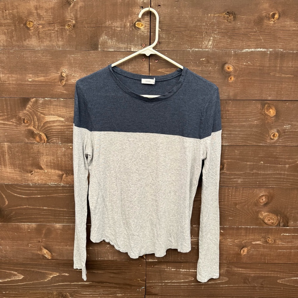 Vince Long Sleeve Blue & Gray Top Size Small